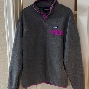 Patagonia Gray Fleece with Purple Trim